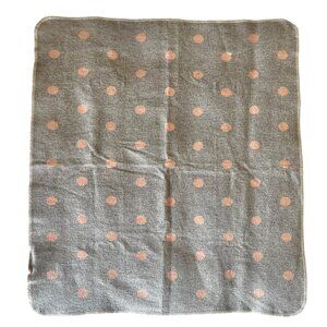David Fussenegger Reversible Baby Blanket 30x26.5 Gray & Peach Polka Dot Flannel